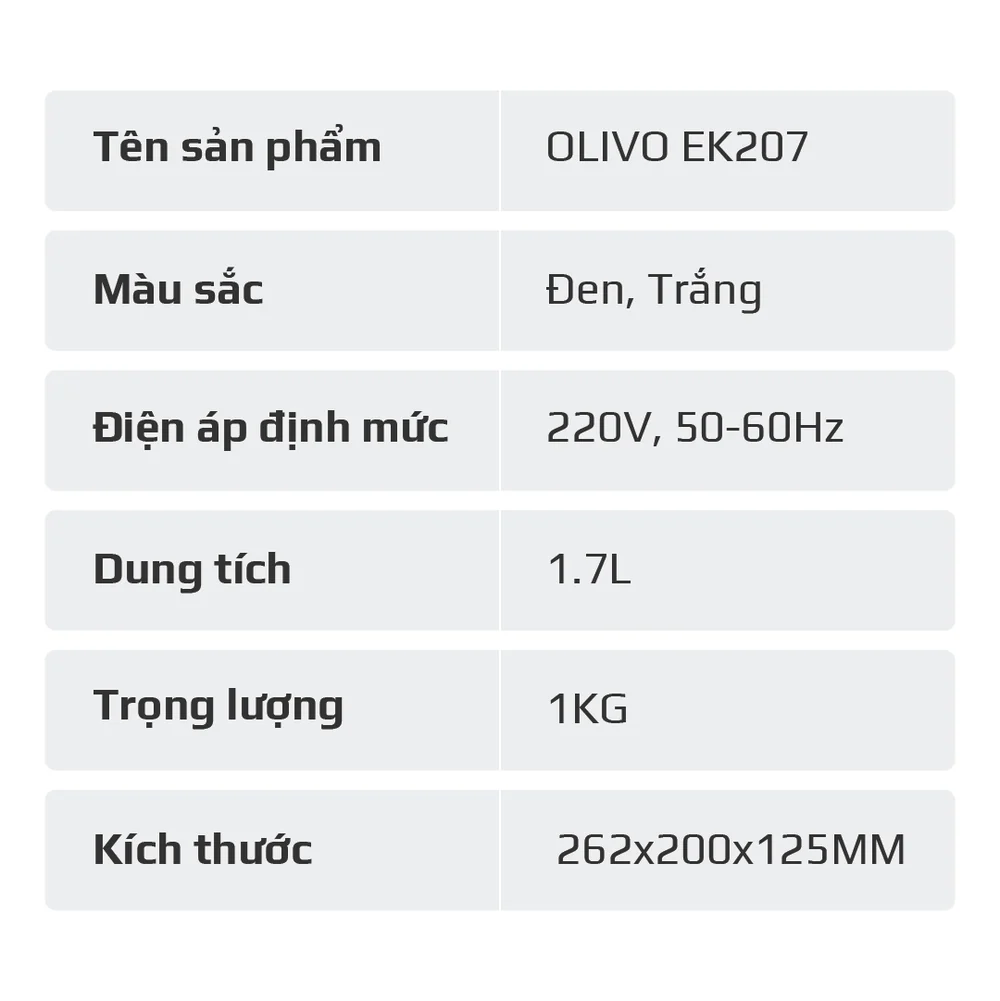 Ấm Siêu Tốc OLIVO EK207– Bộ Điều Khiển Strix Siêu Bền, Dung Tích 1.7L-2000W - Ảnh 13