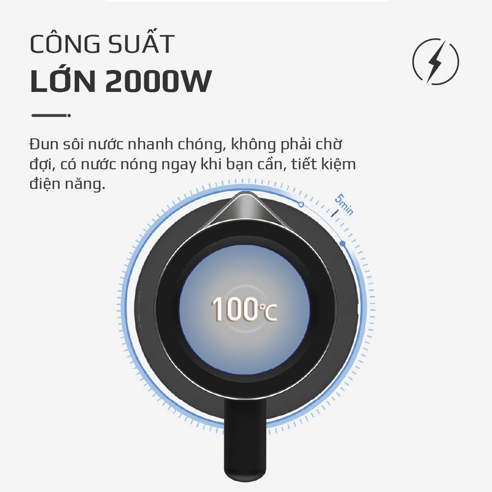 Ấm Siêu Tốc OLIVO EK207– Bộ Điều Khiển Strix Siêu Bền, Dung Tích 1.7L-2000W - Ảnh 7