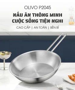 Alternative view of CHẢO INOX OLIVO P2045 – Chống Dính Tự Nhiên, Đáy 3 Lớp, Dùng Mọi Loại Bếp