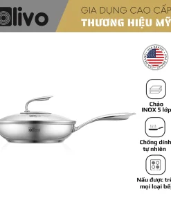 Chảo Inox OLIVO STEVE X KHÔNG NẮP – Chống Dính Tự Nhiên, Dùng Mọi Loại Bếp-24cm