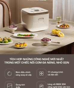 Nồi Cơm Điện KARLIN ART3000 – Lòng Nồi INOX 304 Vân Lục Giác Chống Dính Tự Nhiên, Dung Tích 3 Lít , Nấu Cơm Ngon, Thiết Kế Sang Trọng