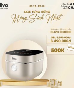 Nồi Cơm Điện Cao Tần OLIVO RC800IH – Lòng Nồi INOX 316L Cao Cấp, Công Nghệ Cao Tần Giữ Trọn Dinh Dưỡng, Bảng Điều Khiển Oled Sống Động, Hiện Đại, Cao Cấp