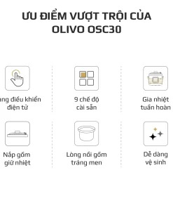 Alternative view of Nồi Nấu Chậm Olivo OSC30 - 9 Chế Độ Cài Sẵn, Bảng Điều Khiển Điện Tử, Lòng Gốm Tráng Men, Nắp Gốm Giữ Nhiệt, Dung tích 3L, Thông Minh, Tiện Lợi.