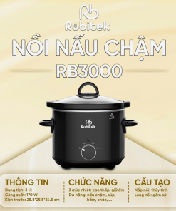 NỒI NẤU CHẬM ROBITEK RB3000 3L – Hầm Cháo Ninh Xương Cho Gia Đình