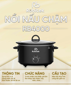 Nồi Nấu Chậm ROBITEK RB4000 4L – Hầm Cháo Ninh Xương Cho Gia Đình